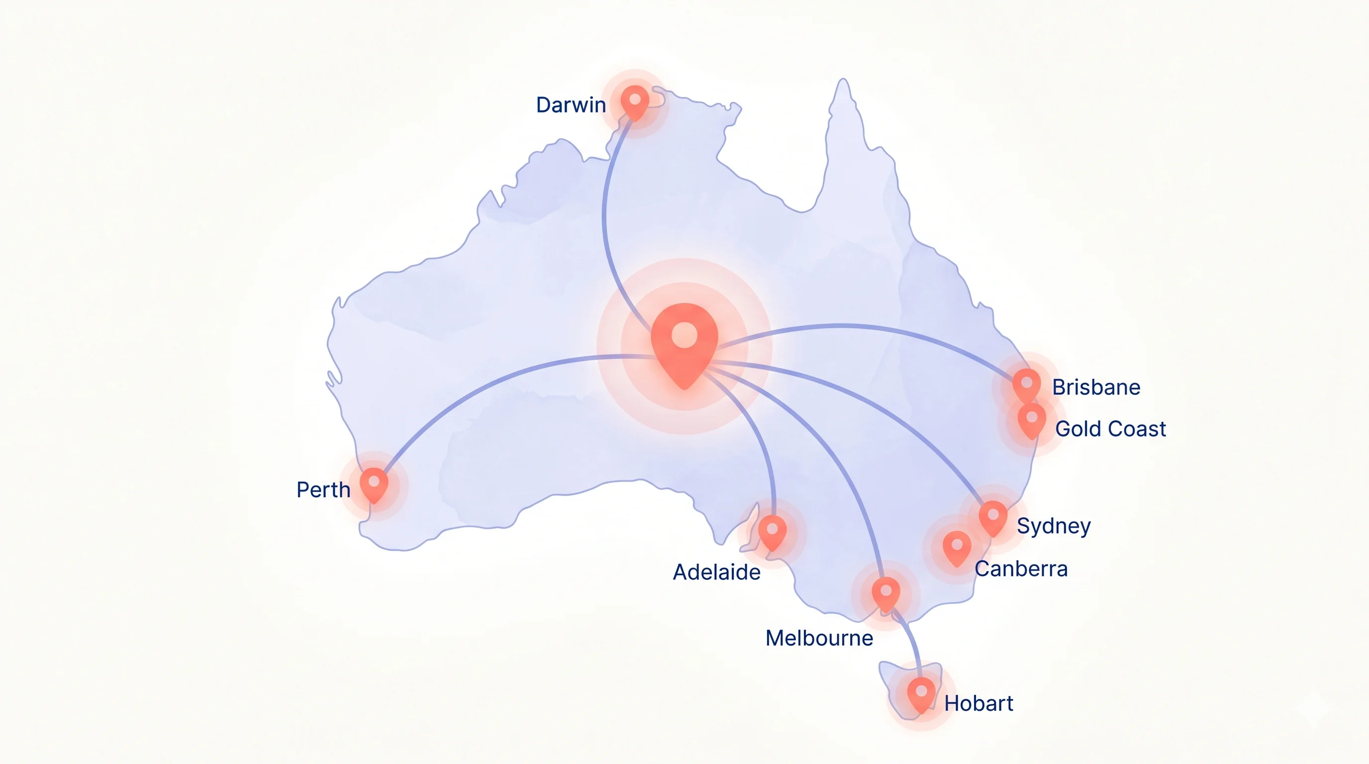 Map of Australia with cities Nyvo serves
